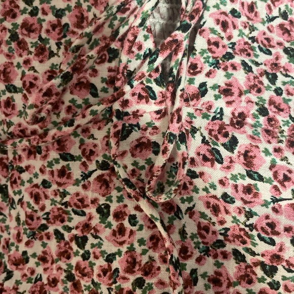 Zara NWT Linen Blend Floral Mini Dress Pink Green XS - Picture 7 of 7